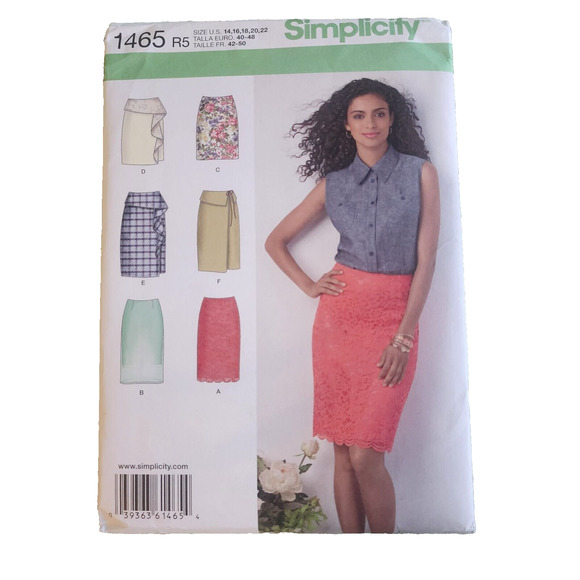 Simplicity 1465 UNCUT Skirt 2 Lengths Front Trim Variations Misses 14‎ - 22 - Picture 1 of 4